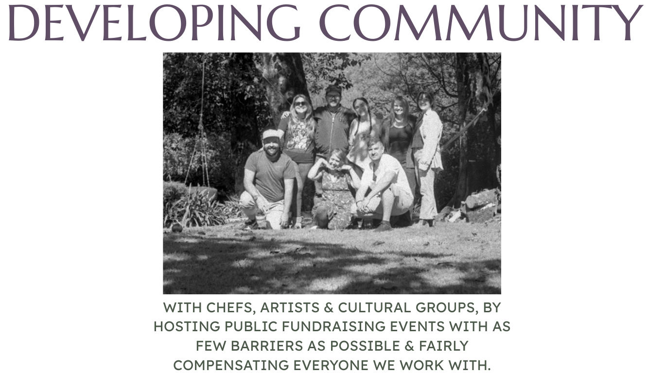 Untitled a black and white group photo of 7 people - a mix of genders and ethnicities - in the sun framed by trees - happy